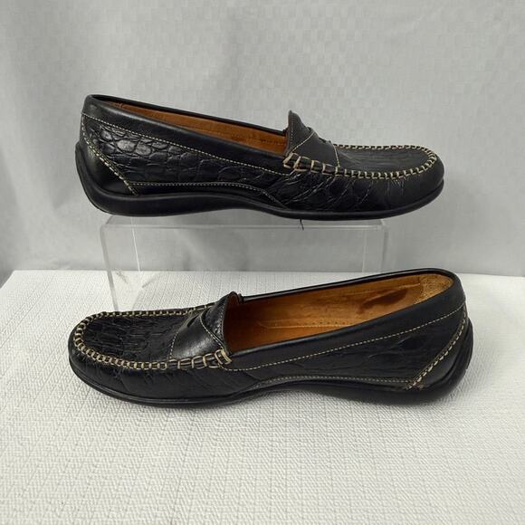 Martin Dingman Shoes Men\'s 9.5 M Wallace Crocodile Grain Black Driving Loafer main image 9